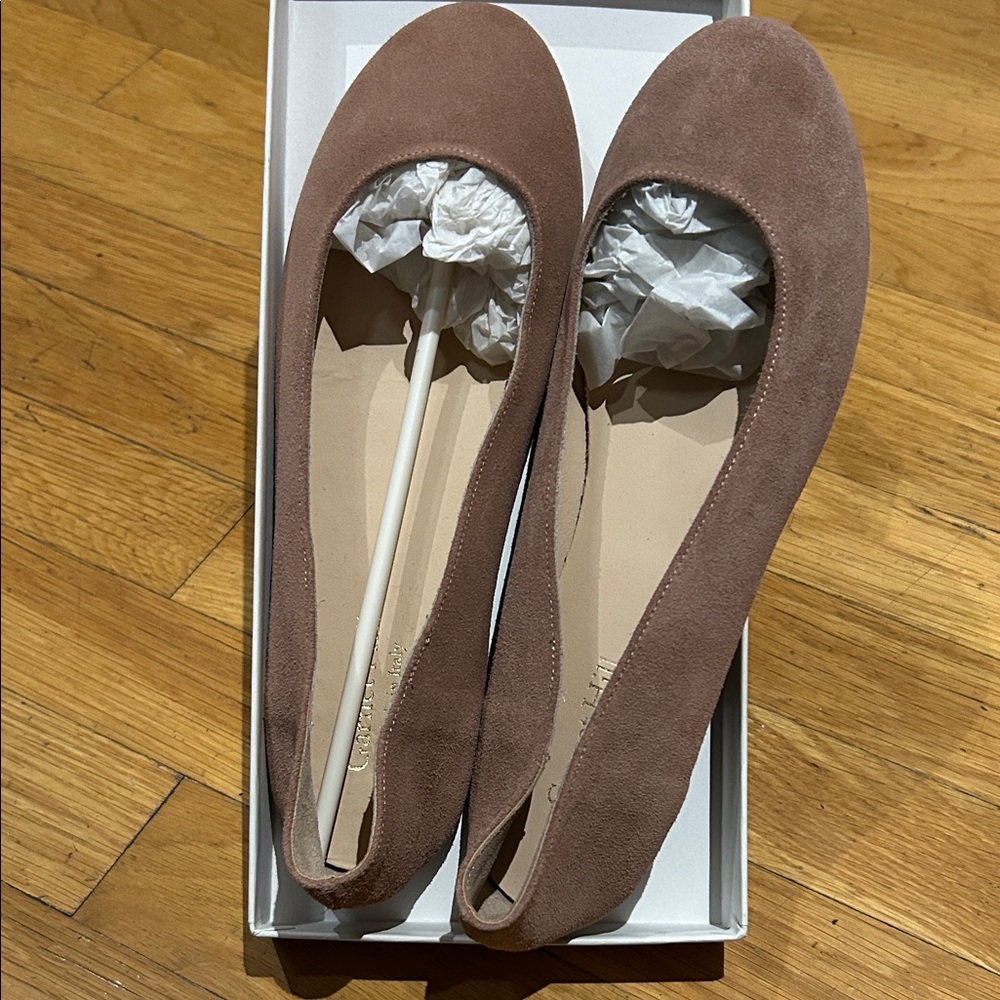 Garnet Hill Light Pink Leather Women's Ballet Flats- Made in Italy
